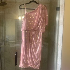 Pink and Gold one shoulder dress size 12
